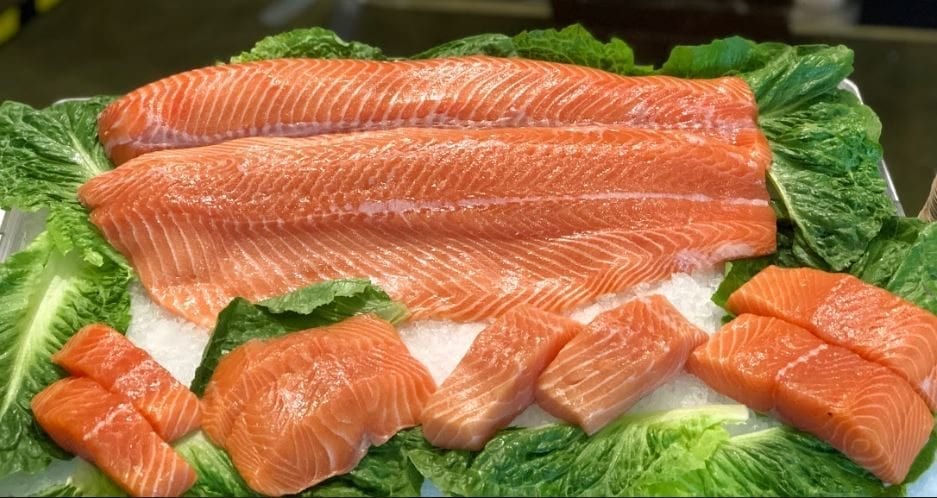 salmon fillet with cut portions