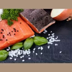 king salmon fillet on slate